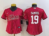 Women's San Francisco 49ers #19 Deebo Samuel Red Pinstripe With Patch Cool Base Stitched Baseball Jersey,baseball caps,new era cap wholesale,wholesale hats